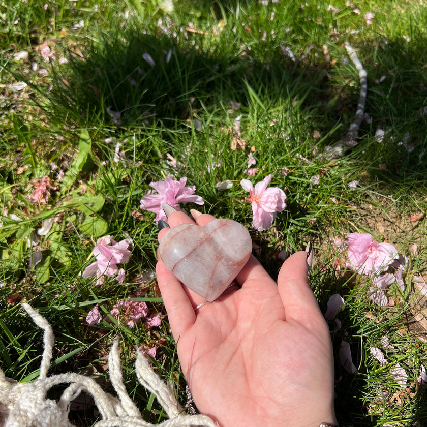 Fire Quartz Heart Carving