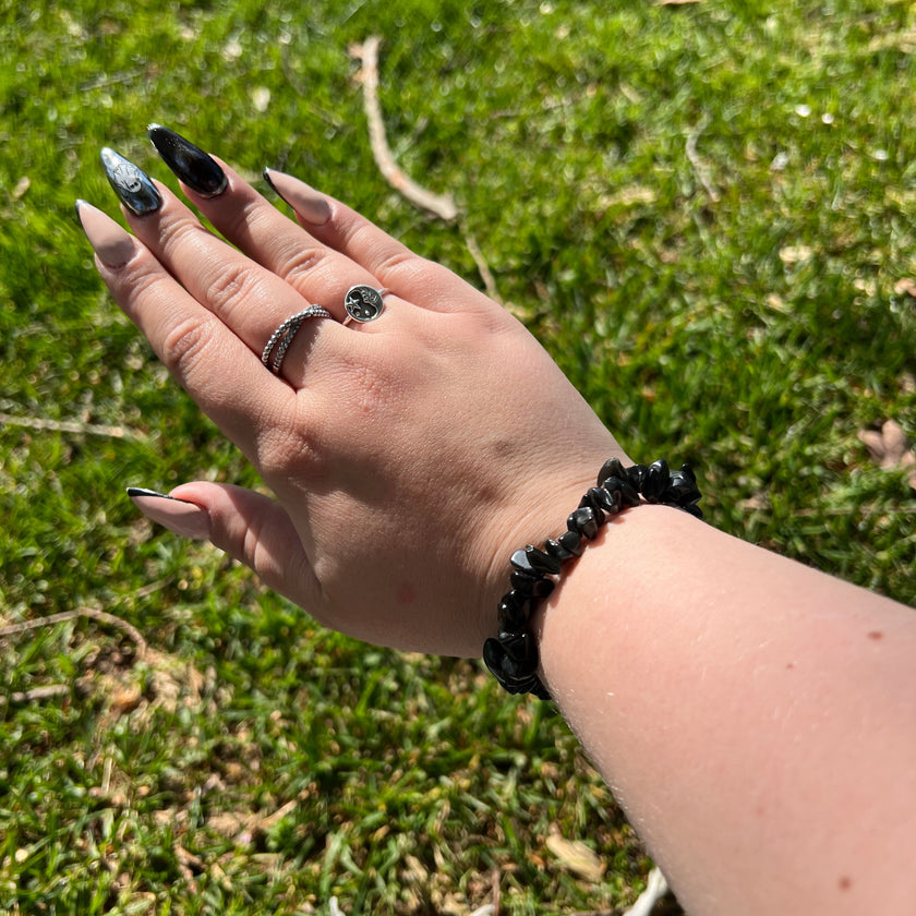Obsidian Chip Bracelet