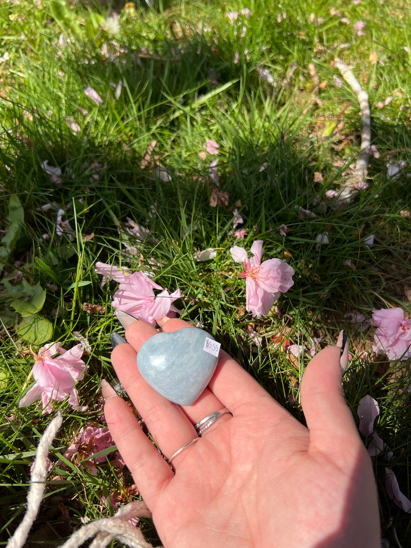 Blue Calcite Heart Carving