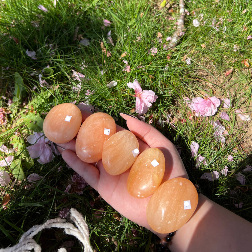 Orange Calcite Palm Stones