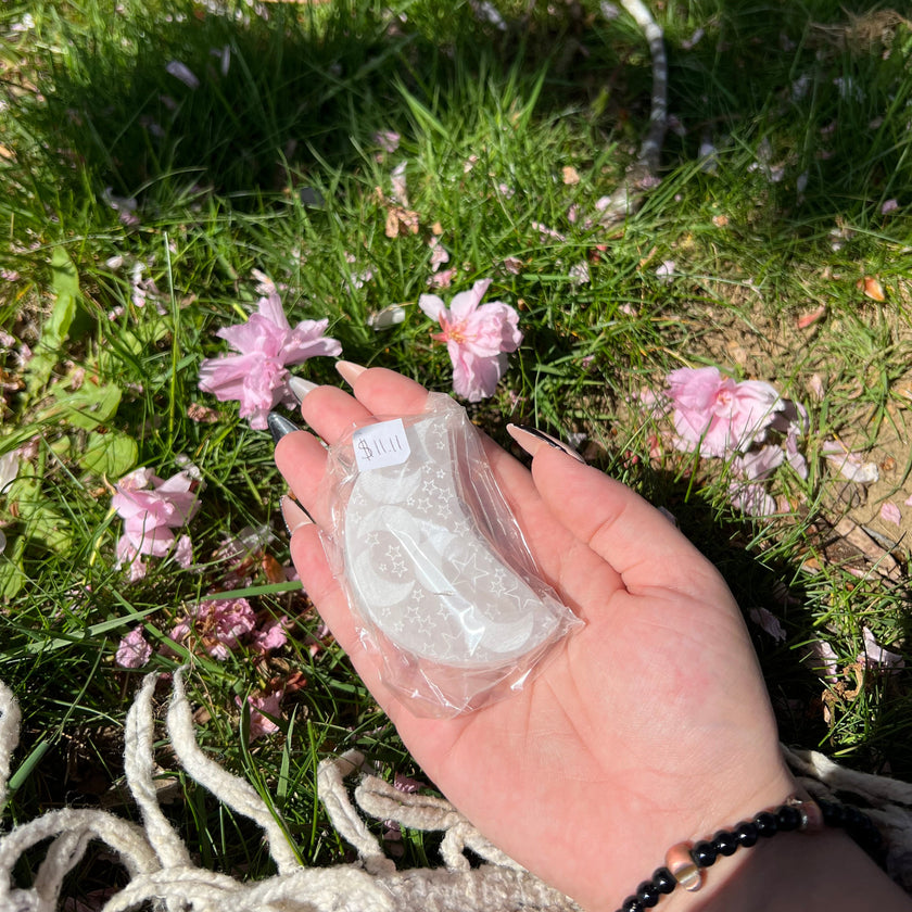 Satin Spar Moon & Stars Plate