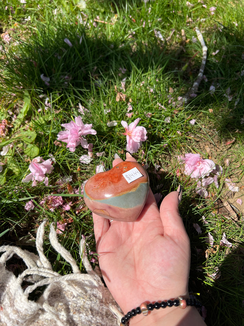 Polychrome Jasper Heart Carving
