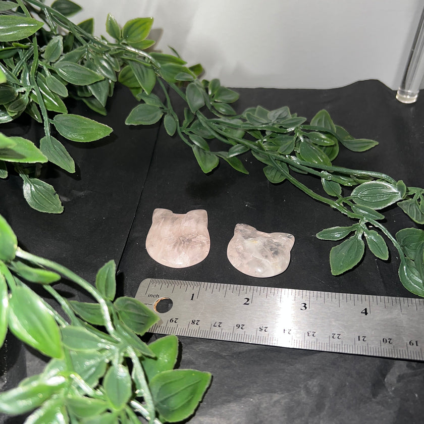 Rose Quartz Cat Carving