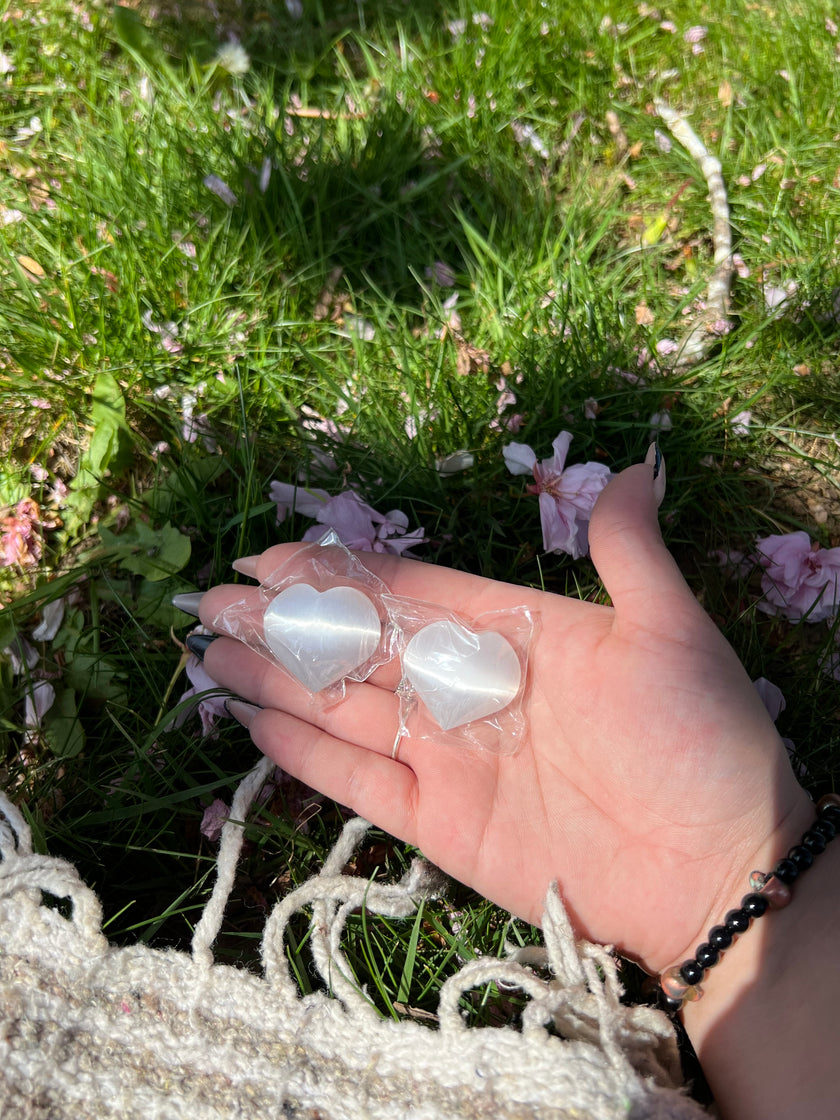 Satin Spar Heart Carvings