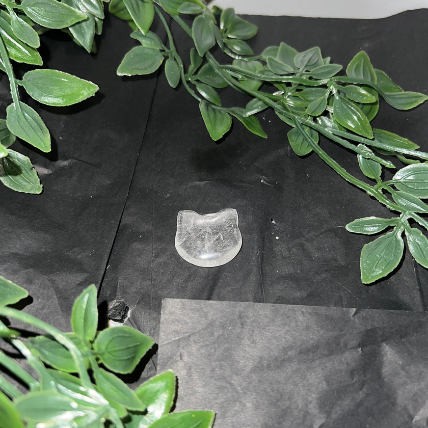 Clear Quartz Cat Carving