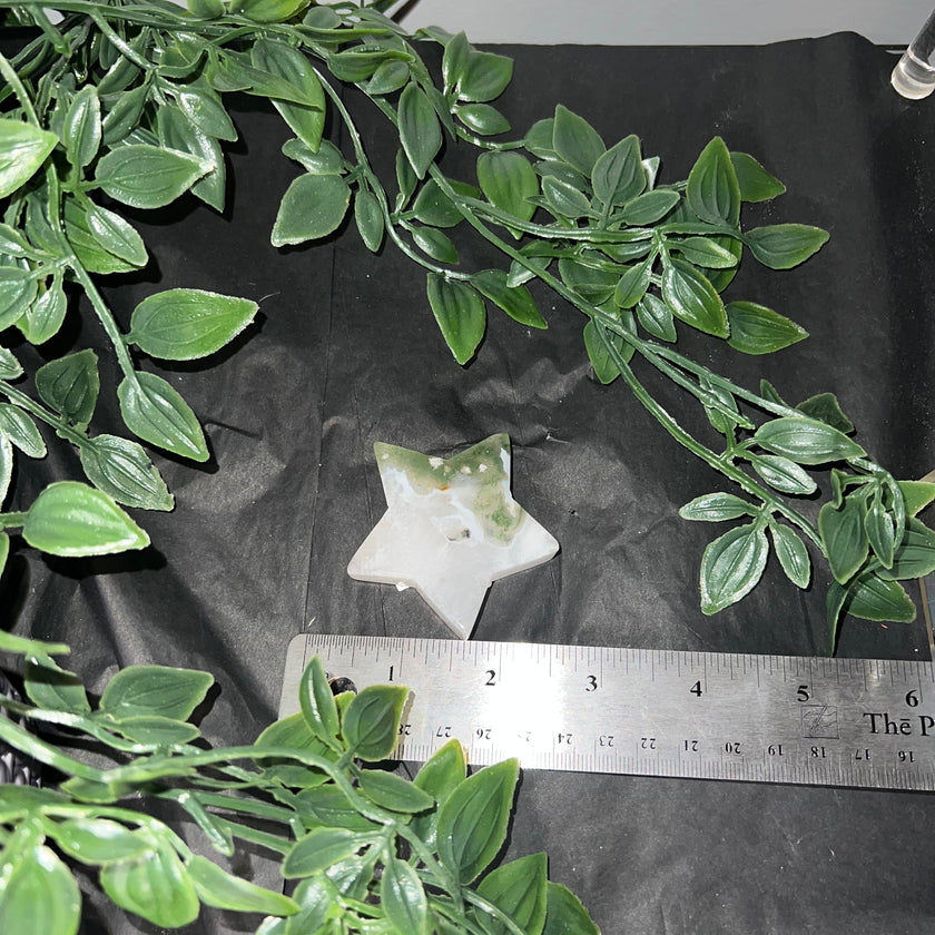 Moss Agate Star Carving