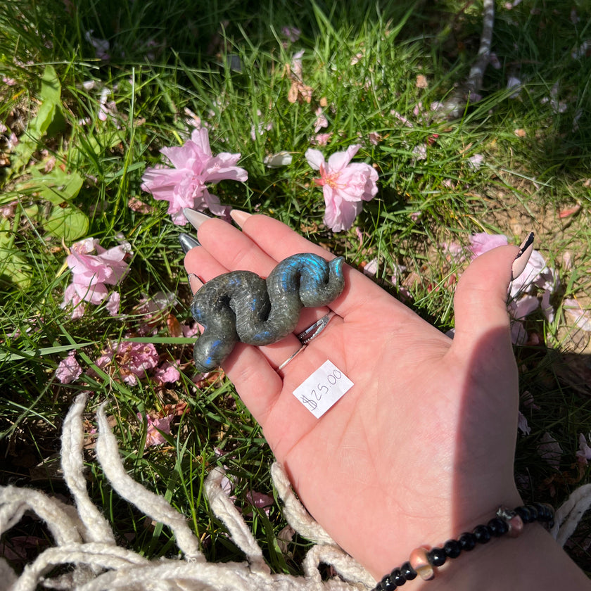 Labradorite Snake Carving