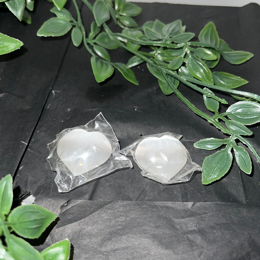 Satin Spar Heart Carvings