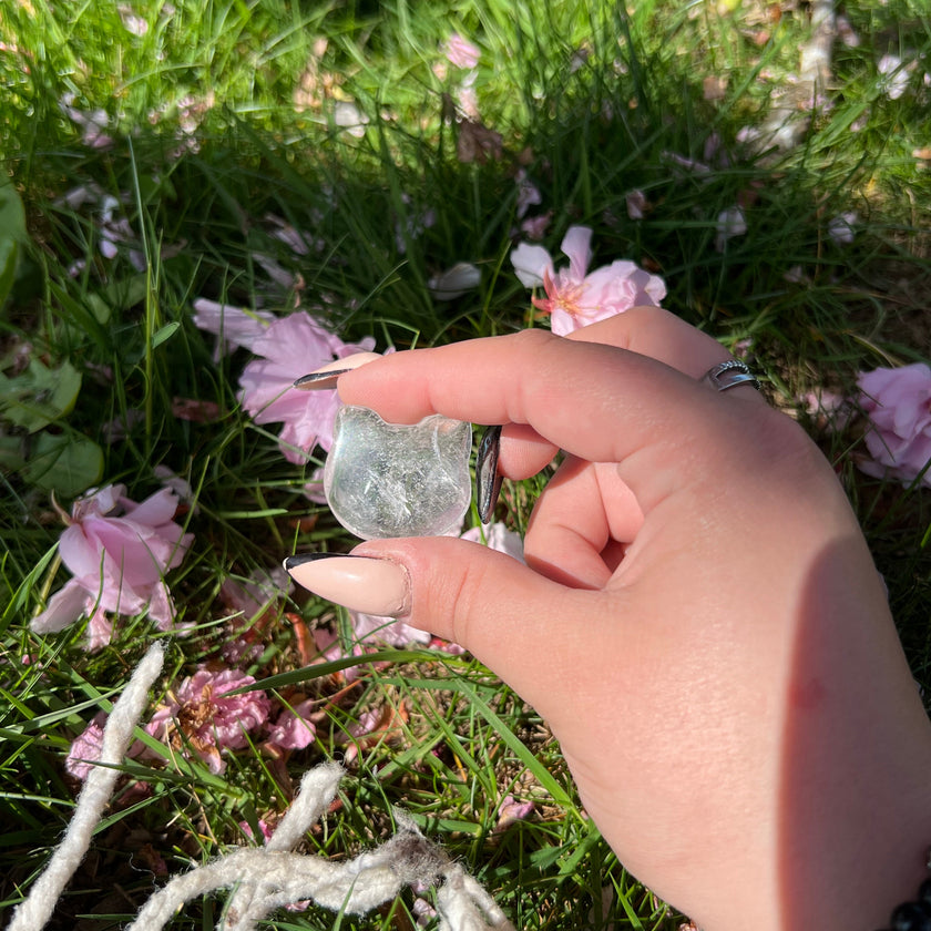Clear Quartz Cat Carving