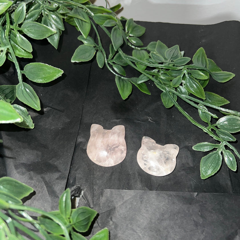 Rose Quartz Cat Carving