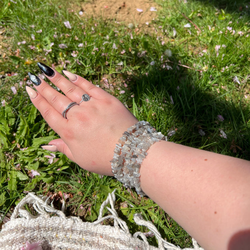 Black Moonstone Chip Bracelet