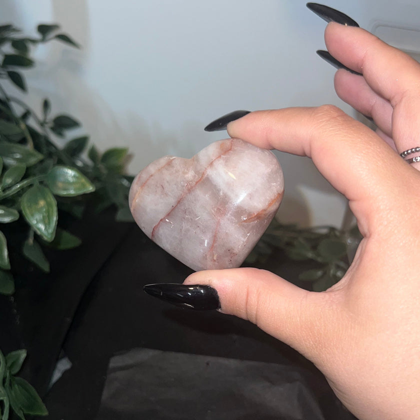 Fire Quartz Heart Carving