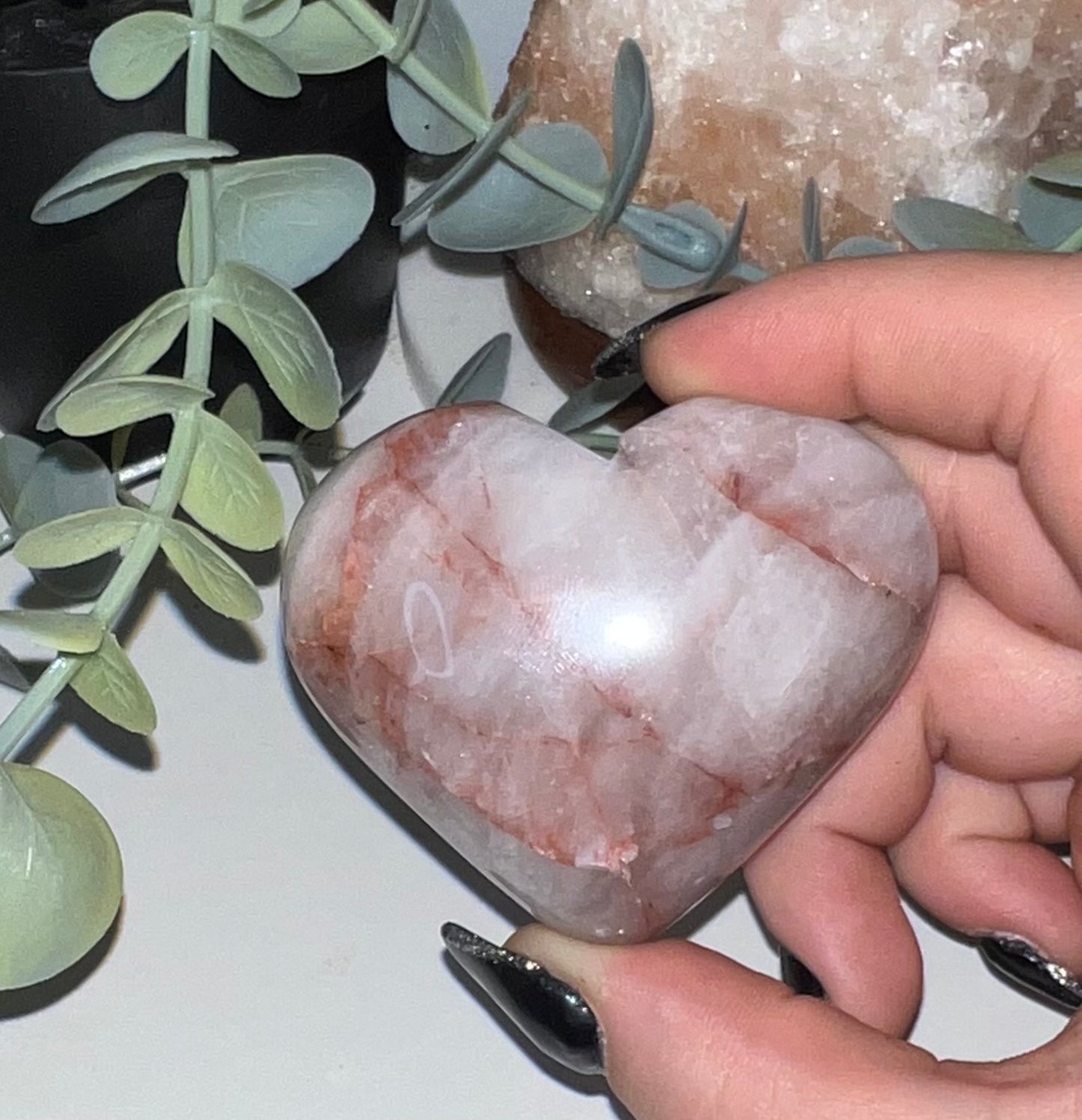 Fire Quartz Heart Carving