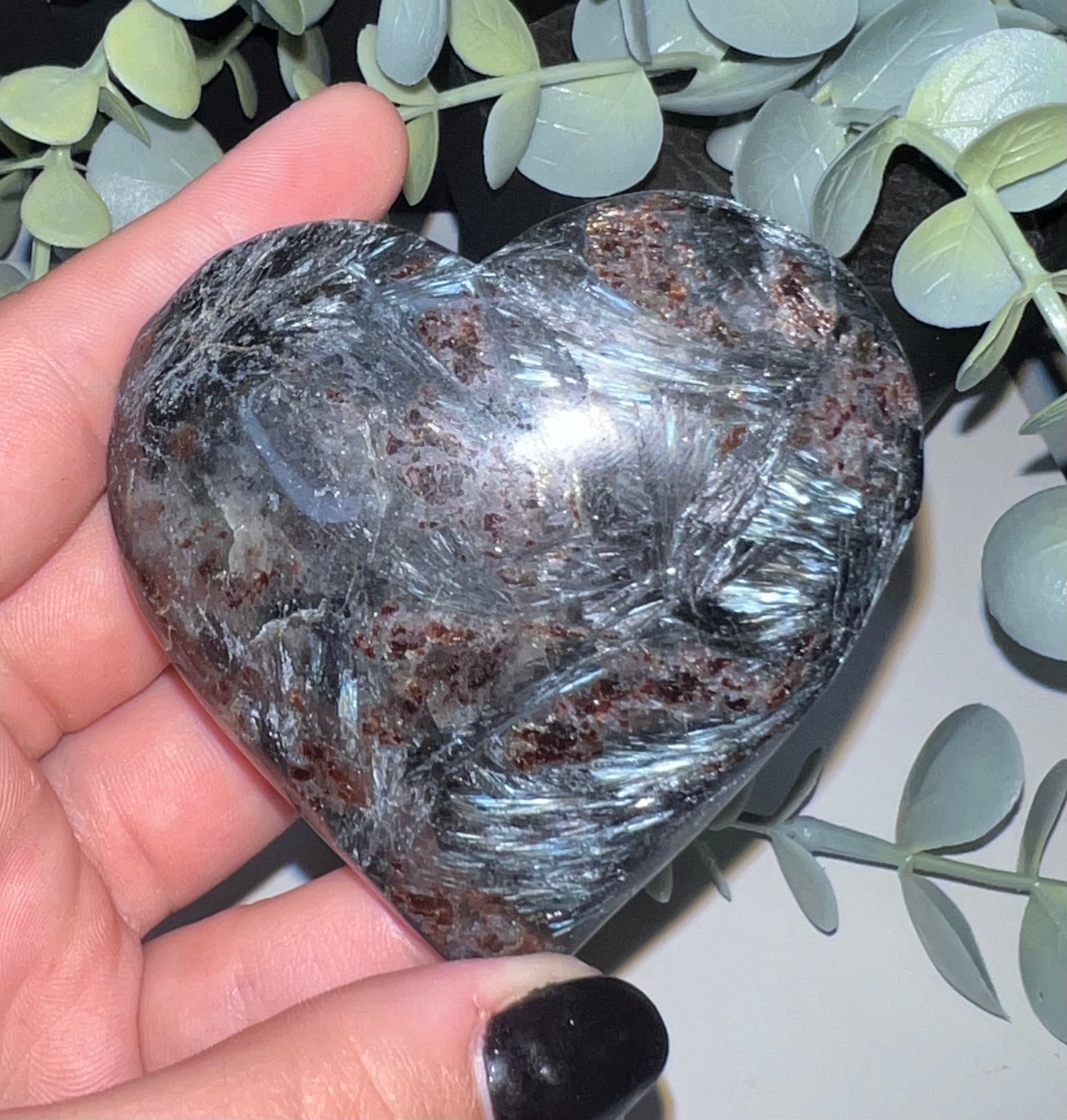 Astrophyllite Heart Carving