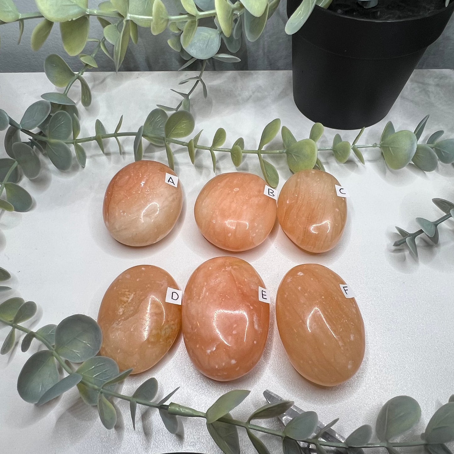 Orange Calcite Palm Stones