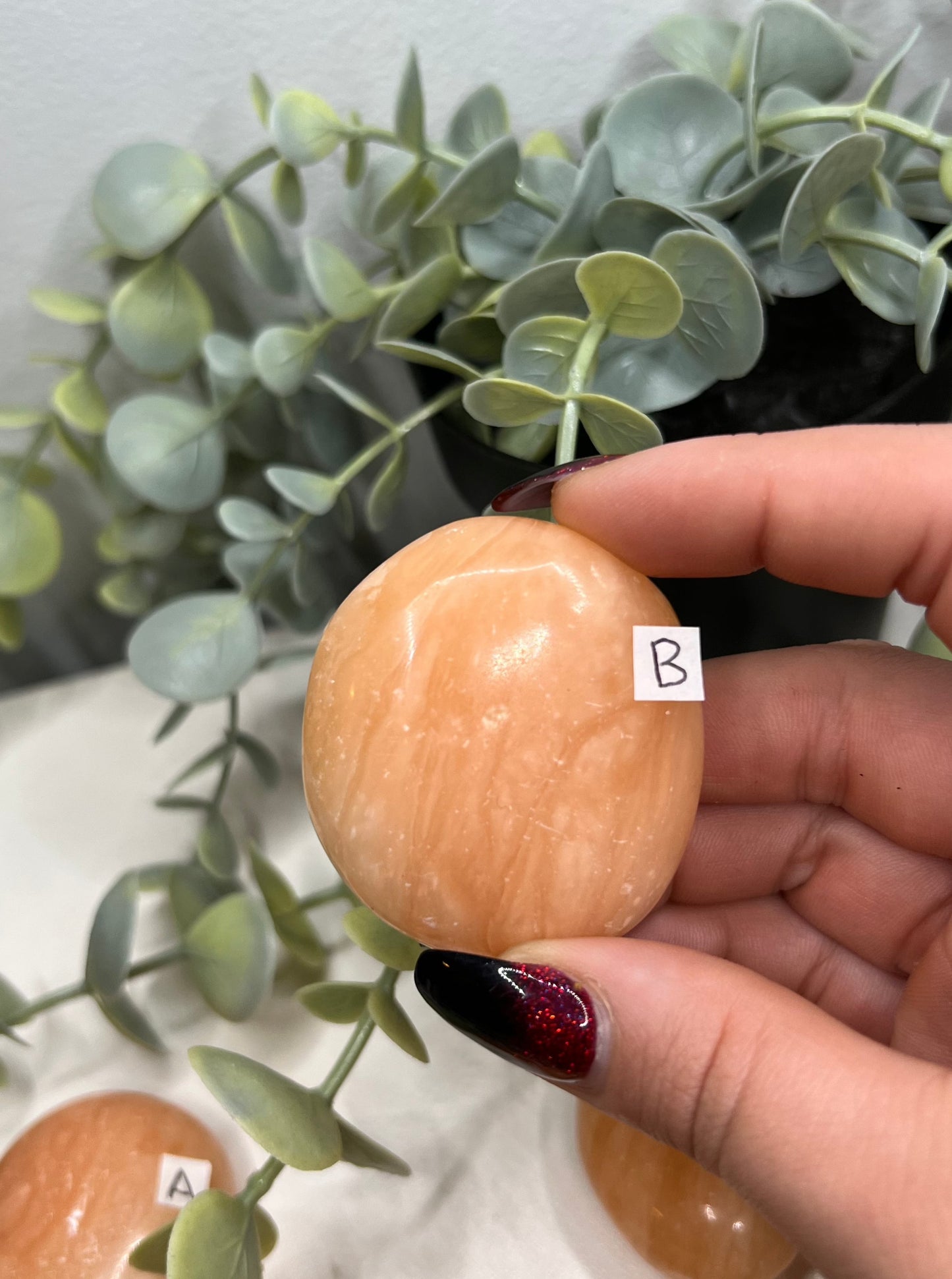 Orange Calcite Palm Stones