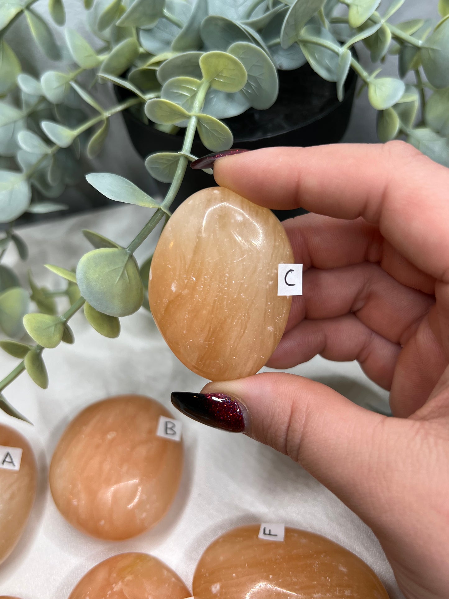 Orange Calcite Palm Stones