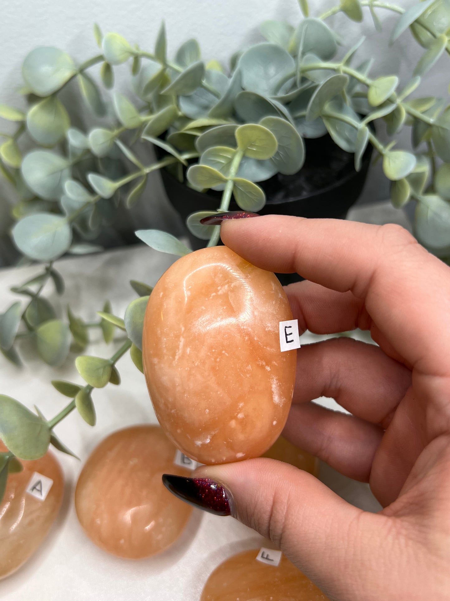 Orange Calcite Palm Stones