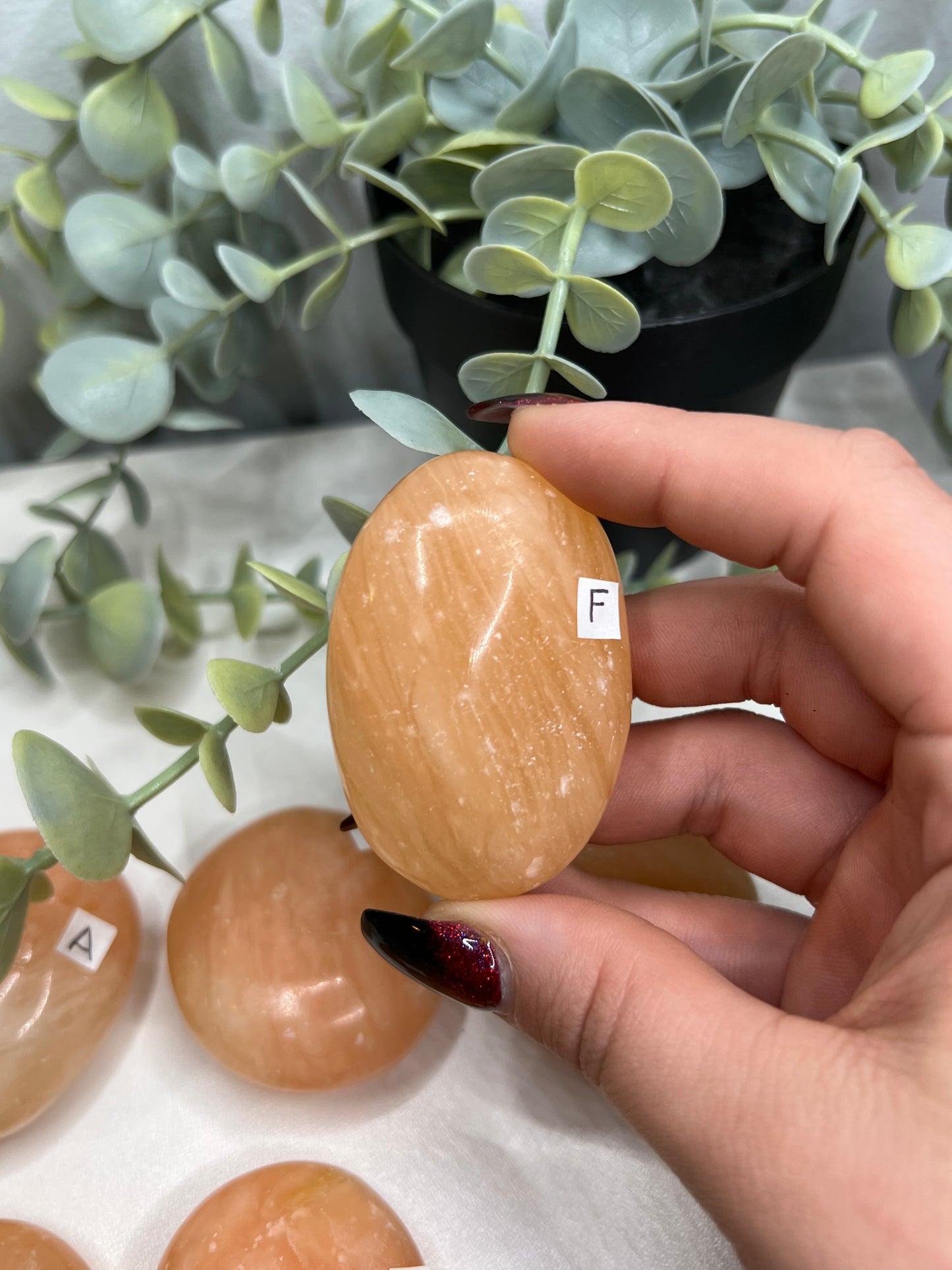 Orange Calcite Palm Stones