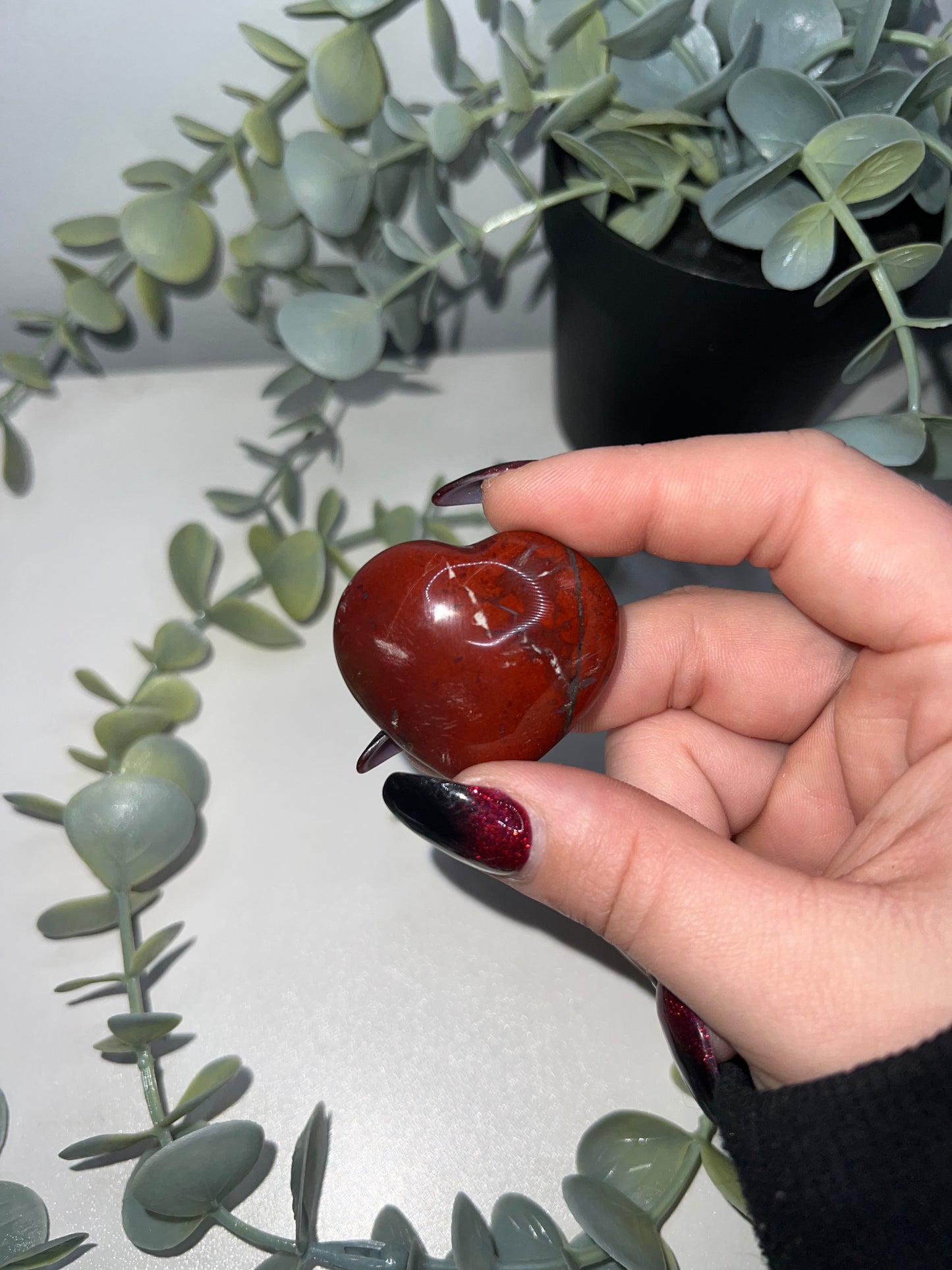 Red Jasper Heart Carving