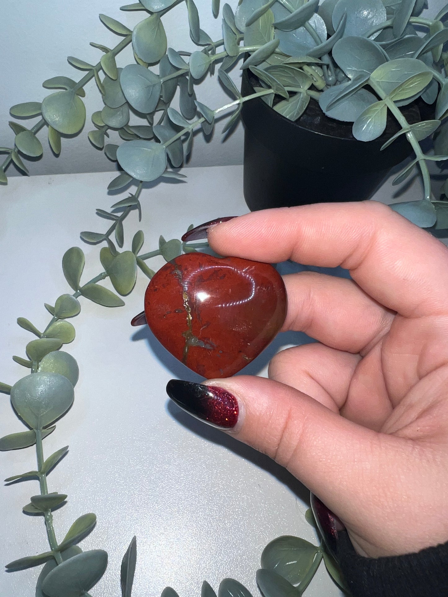 Red Jasper Heart Carving