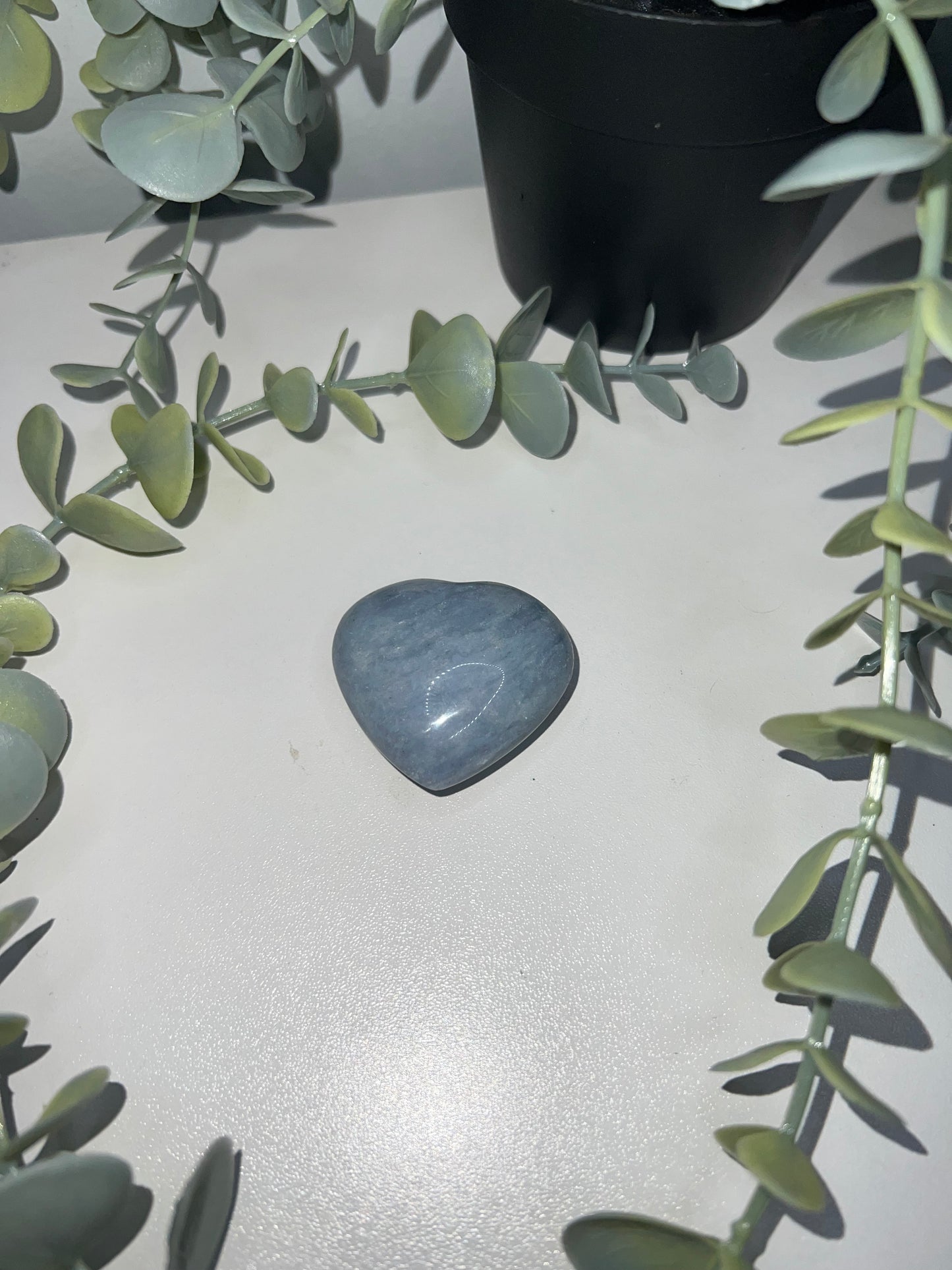 Blue Calcite Heart Carving