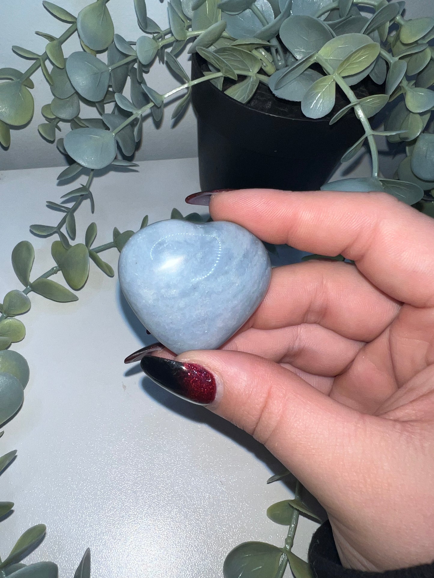 Blue Calcite Heart Carving