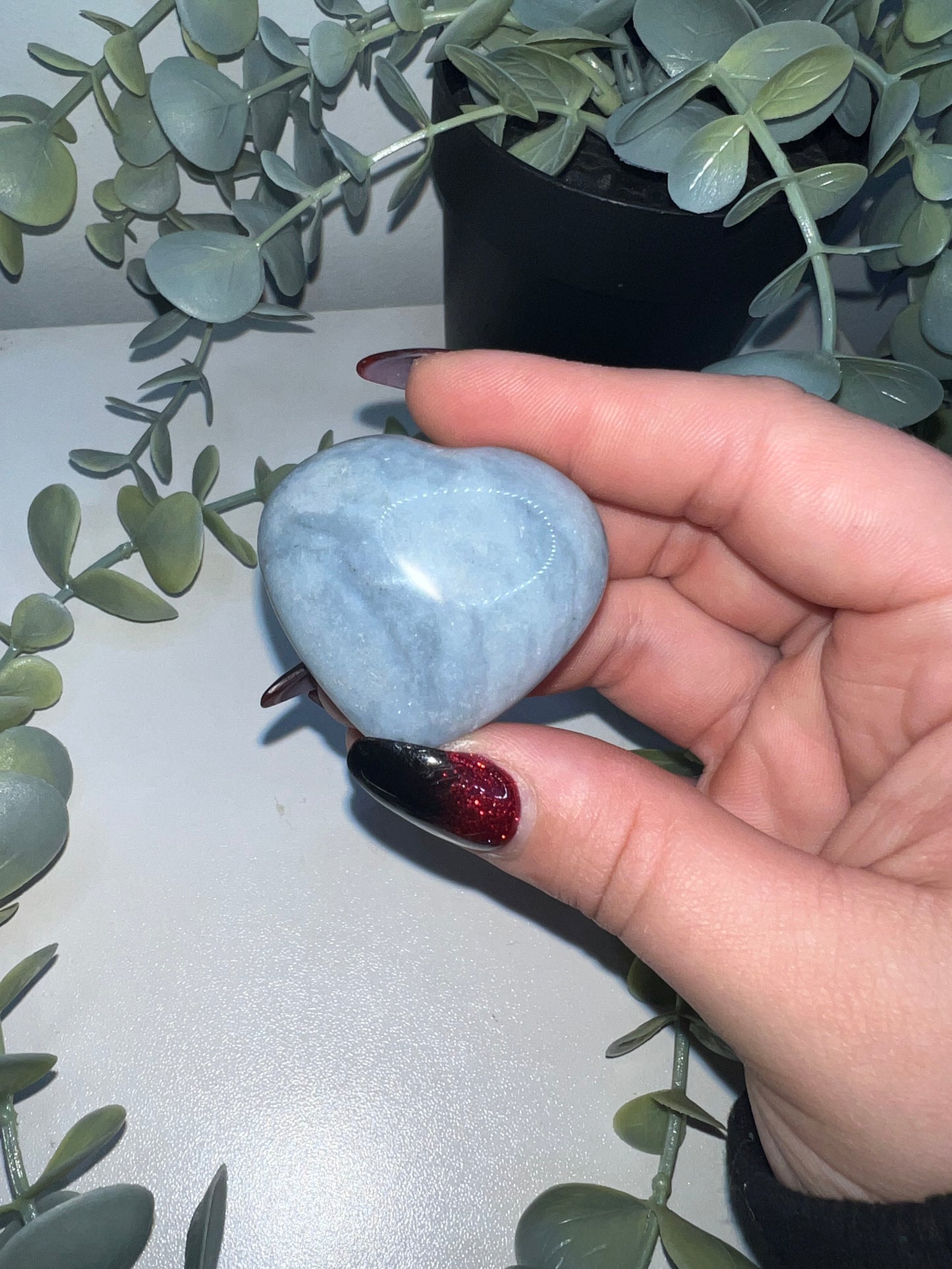 Blue Calcite Heart Carving