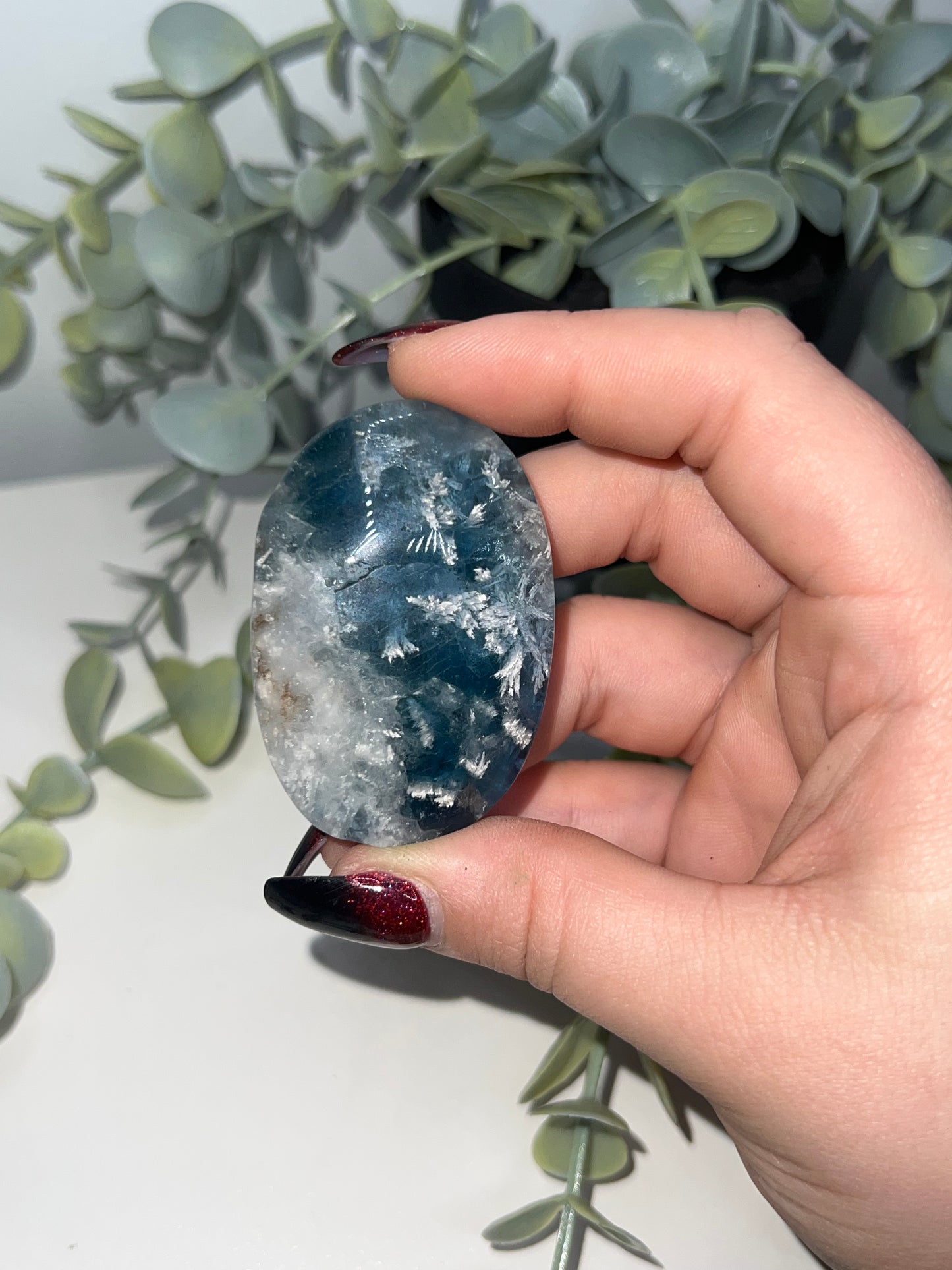 Feather Fluorite Palm Stone