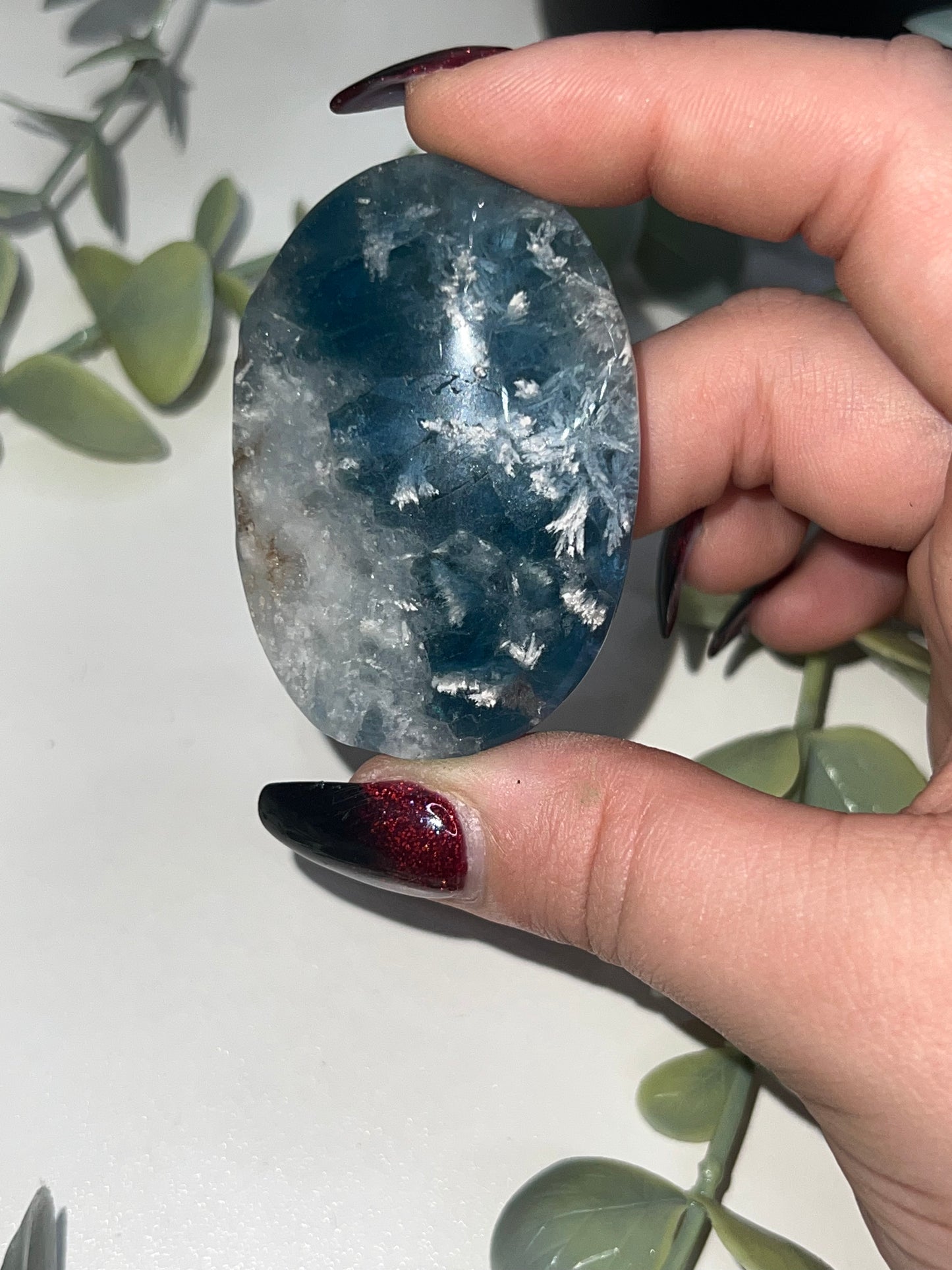 Feather Fluorite Palm Stone