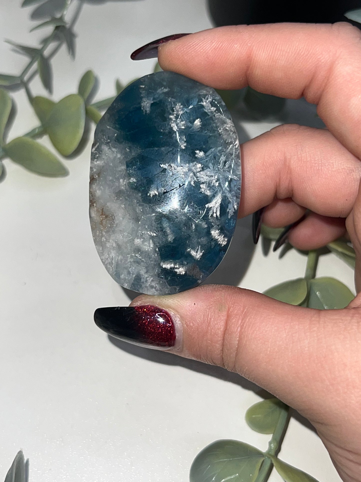 Feather Fluorite Palm Stone