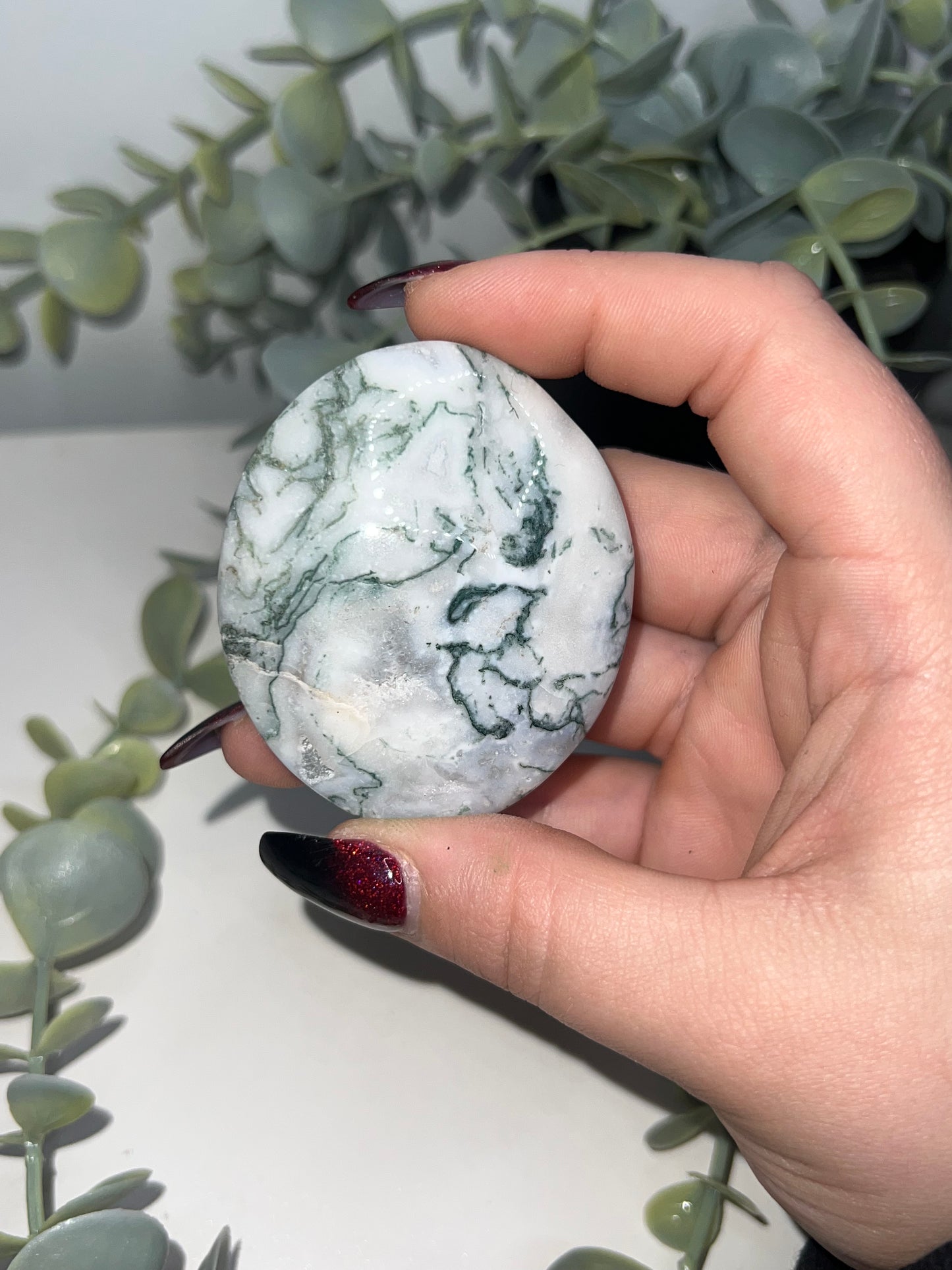 Moss Agate Palm Stone