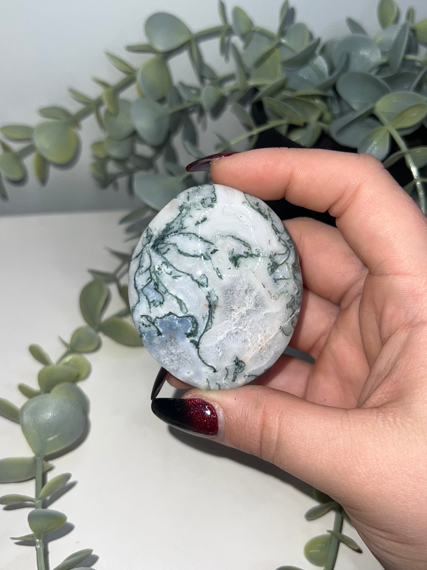 Moss Agate Palm Stone