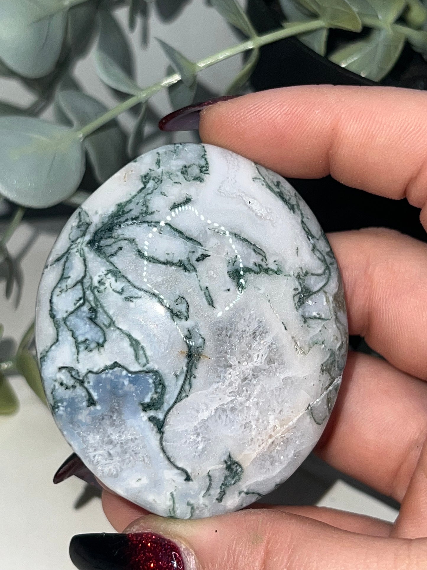 Moss Agate Palm Stone