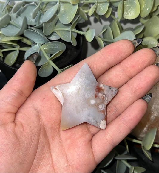 Flower Agate Star Carving