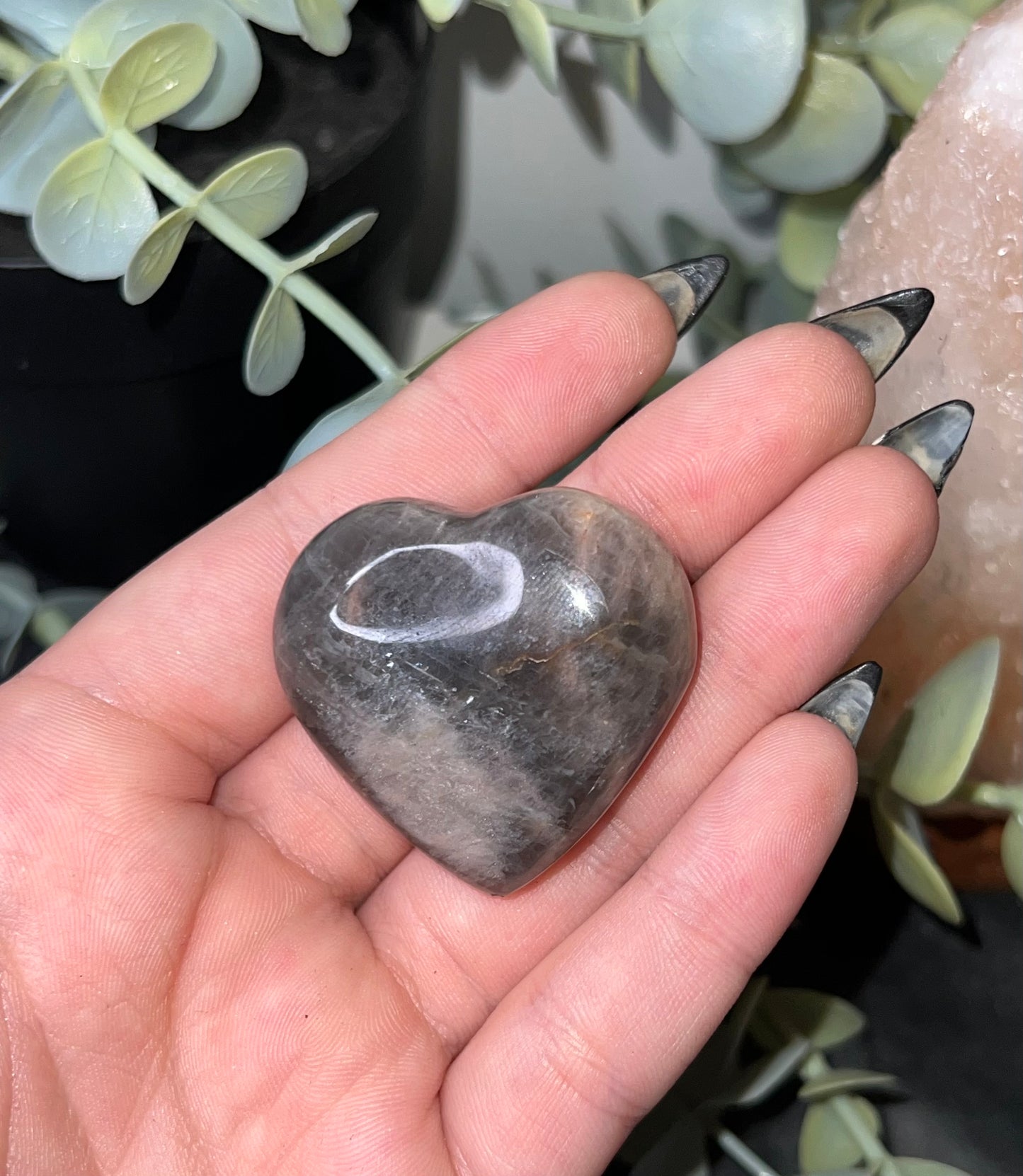 Black Moonstone Heart