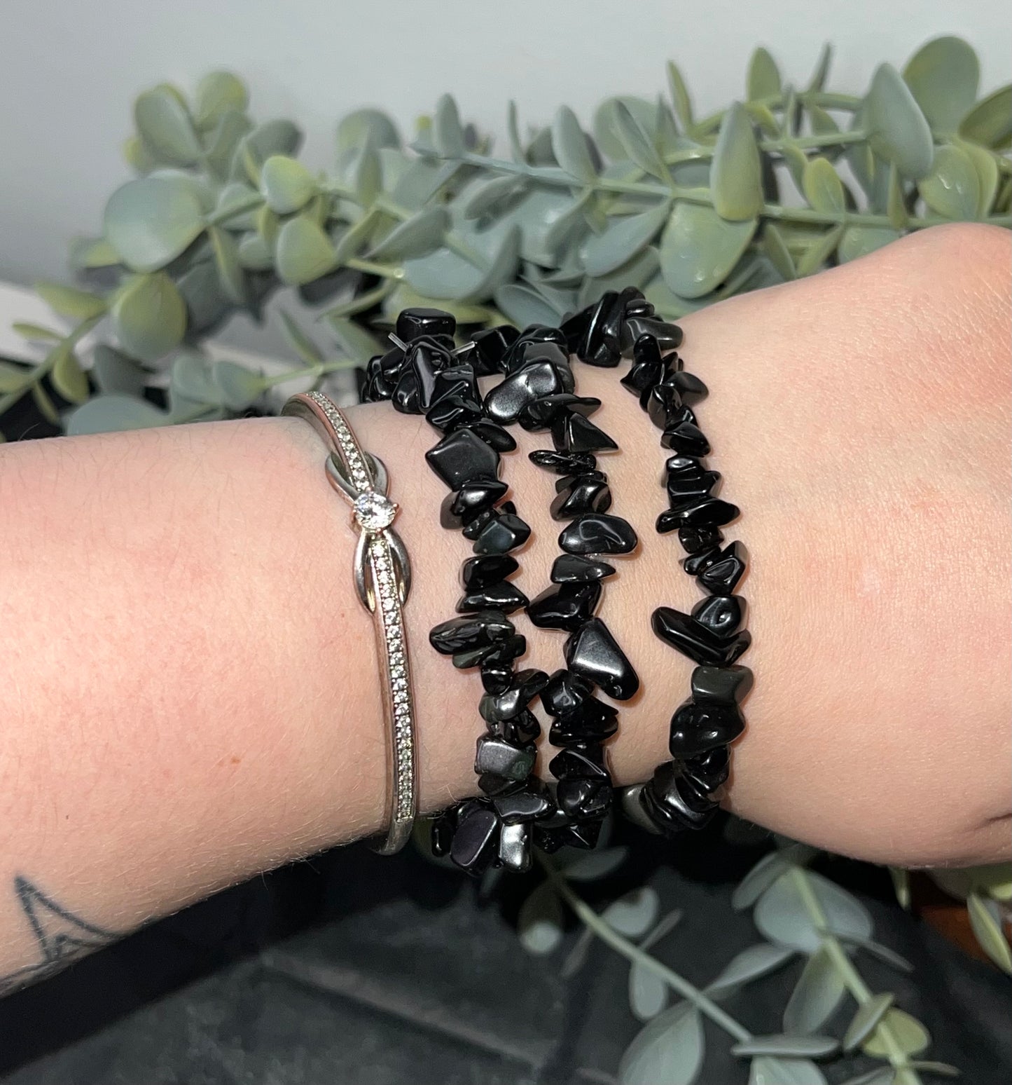 Obsidian Chip Bracelet