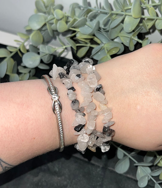 Tourmalinated Quartz Chip Bracelet