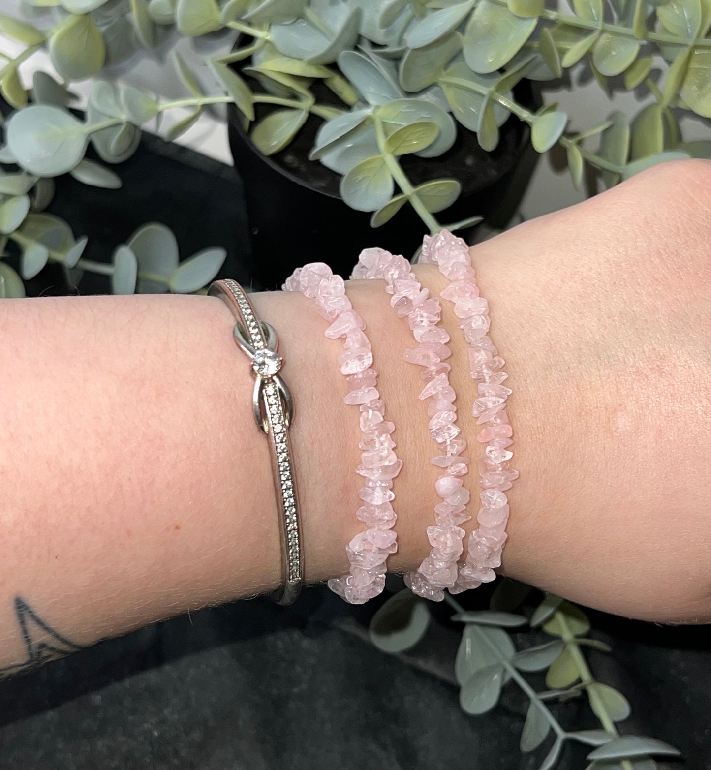 Rose Quartz Chip Bracelet