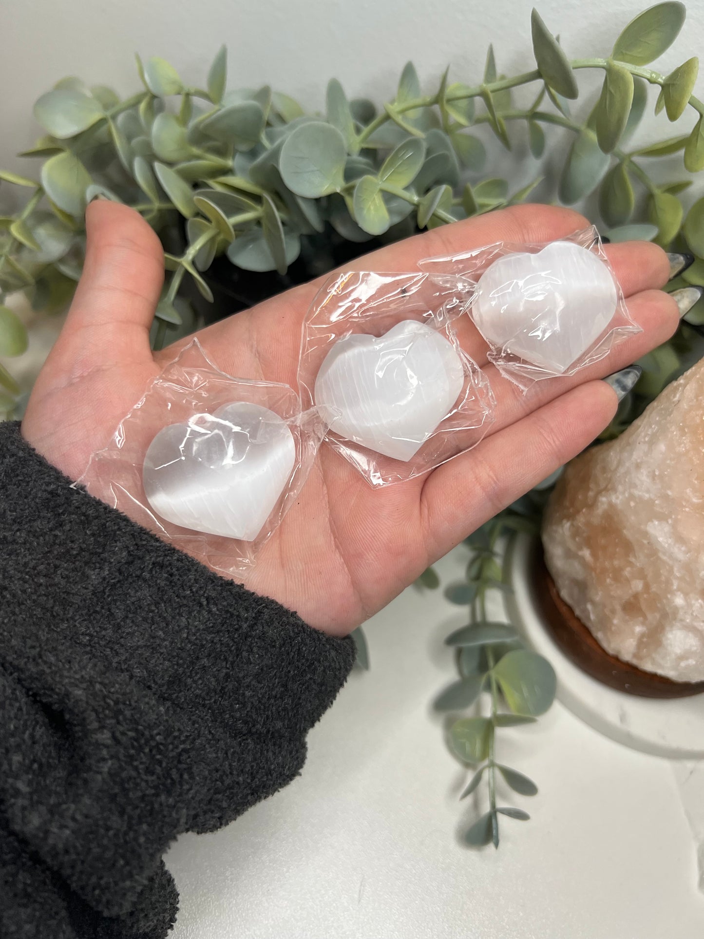 Mini Selenite Heart Carvings