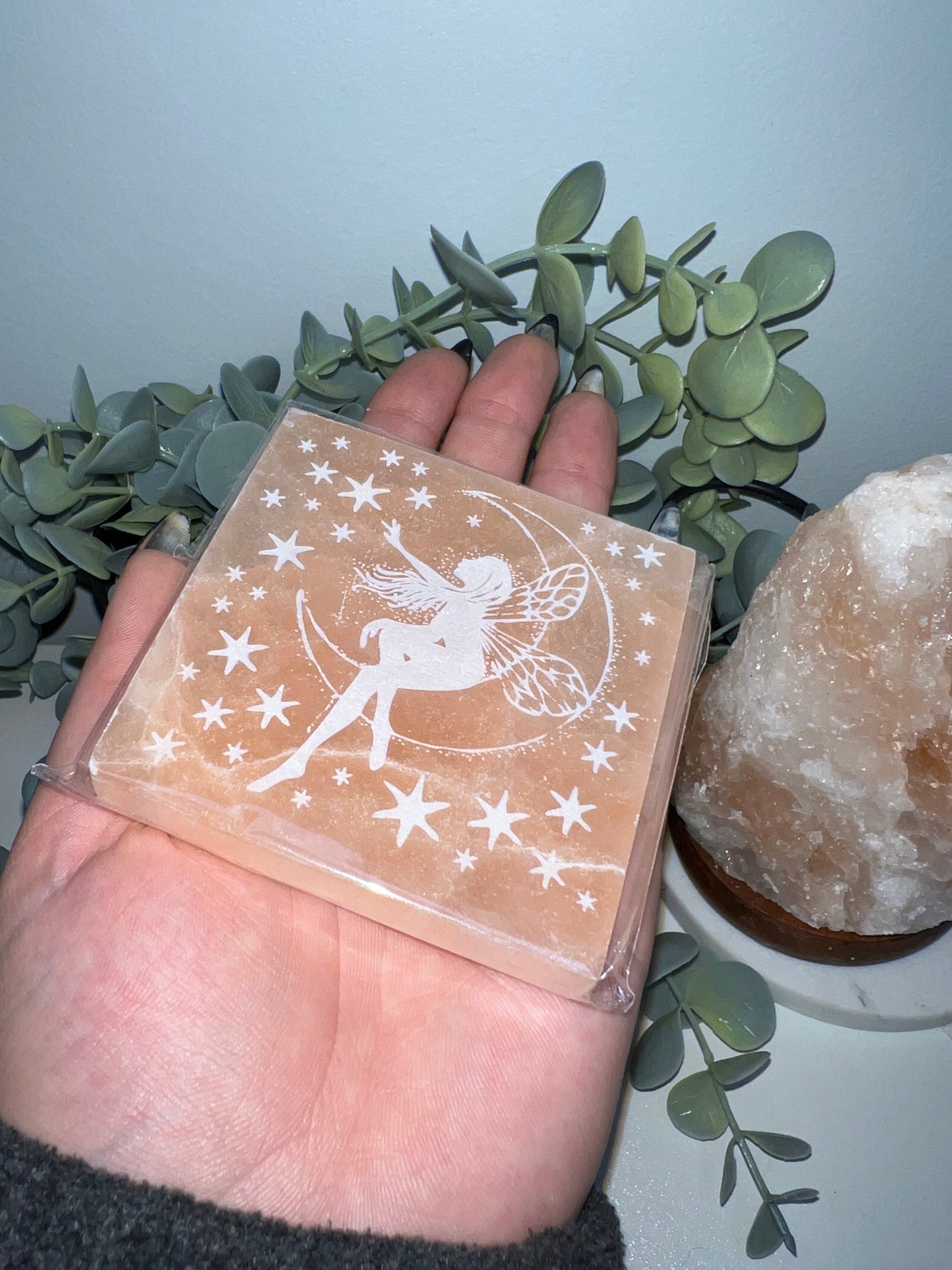 Peach Selenite Fairy Plate