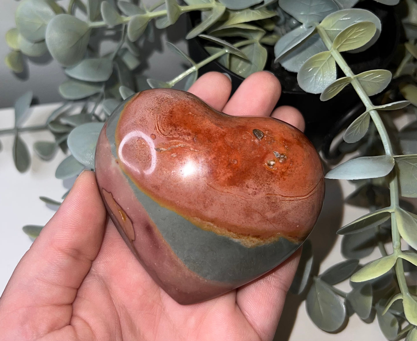 Polychrome Jasper Heart Carving