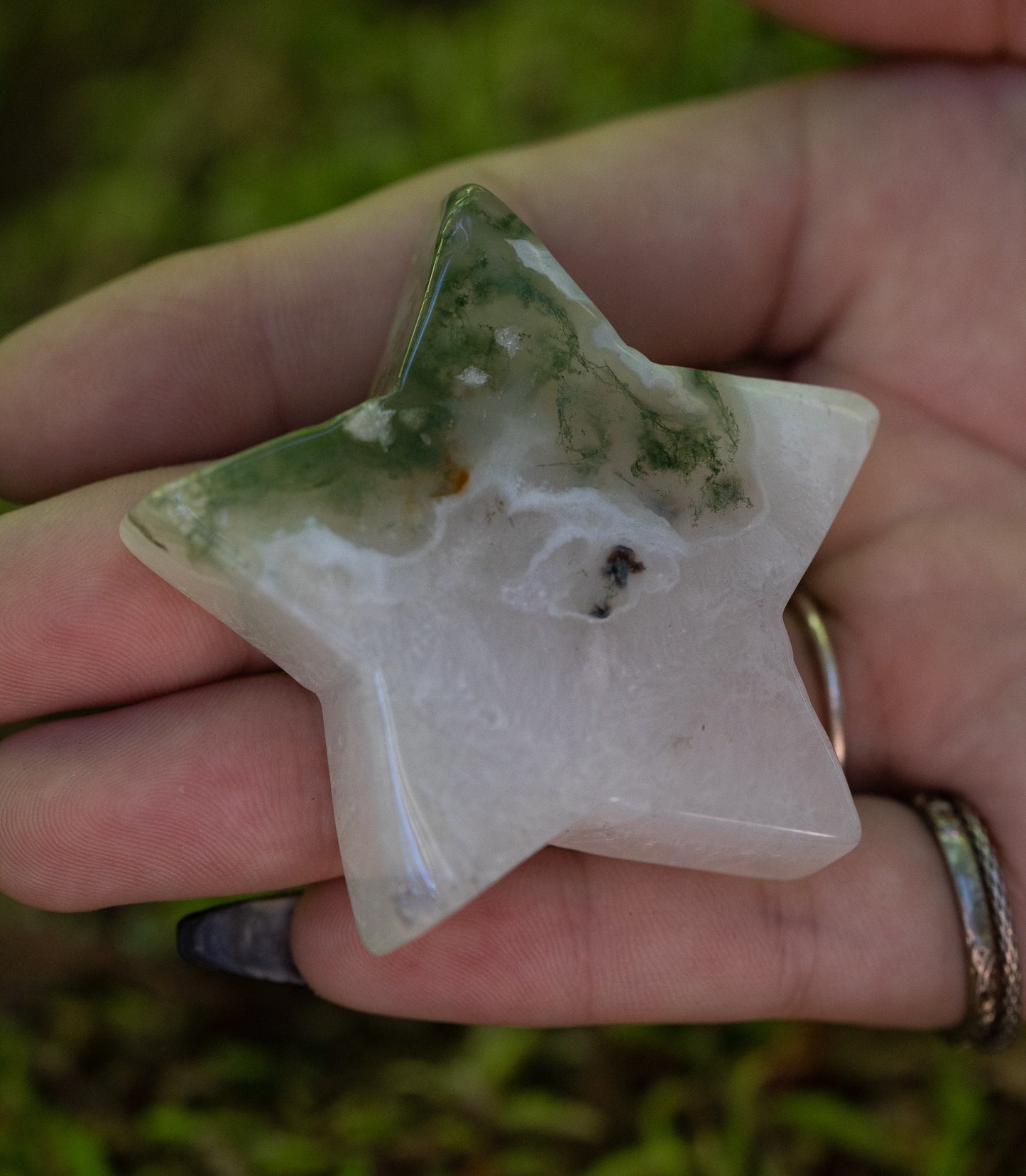 Moss Agate and Quartz Star A