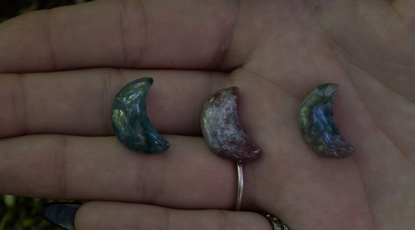 Mini Ocean Jasper Moon Carving