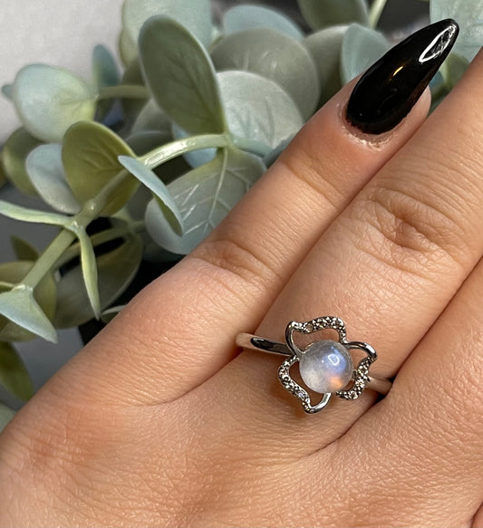 Moonstone Flower Ring